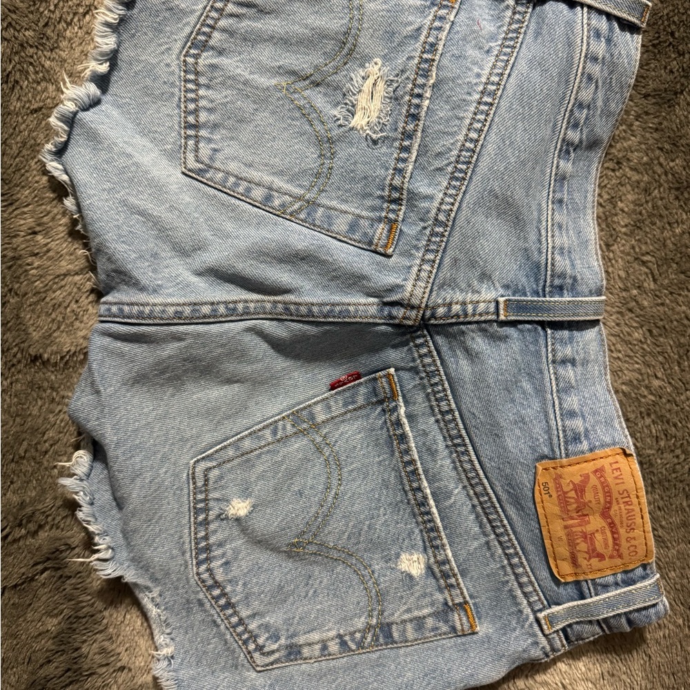Levi's Light Blue Distressed Jean Shorts